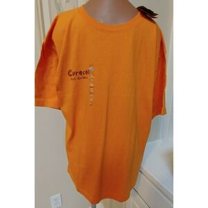 Curaco Dutch Caribbean Morpho orange XL t shirt top Women lion iguana on back